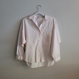 Vintage Pastel Pink Button Up Long Sleeve Top